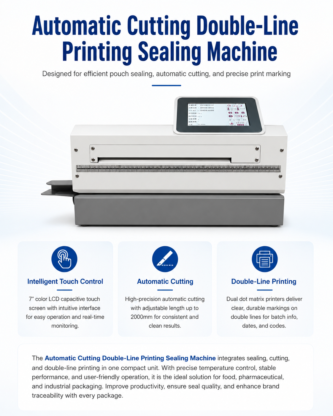 Automatic Cutting Double-Line Printing Sealing Machine detail 1