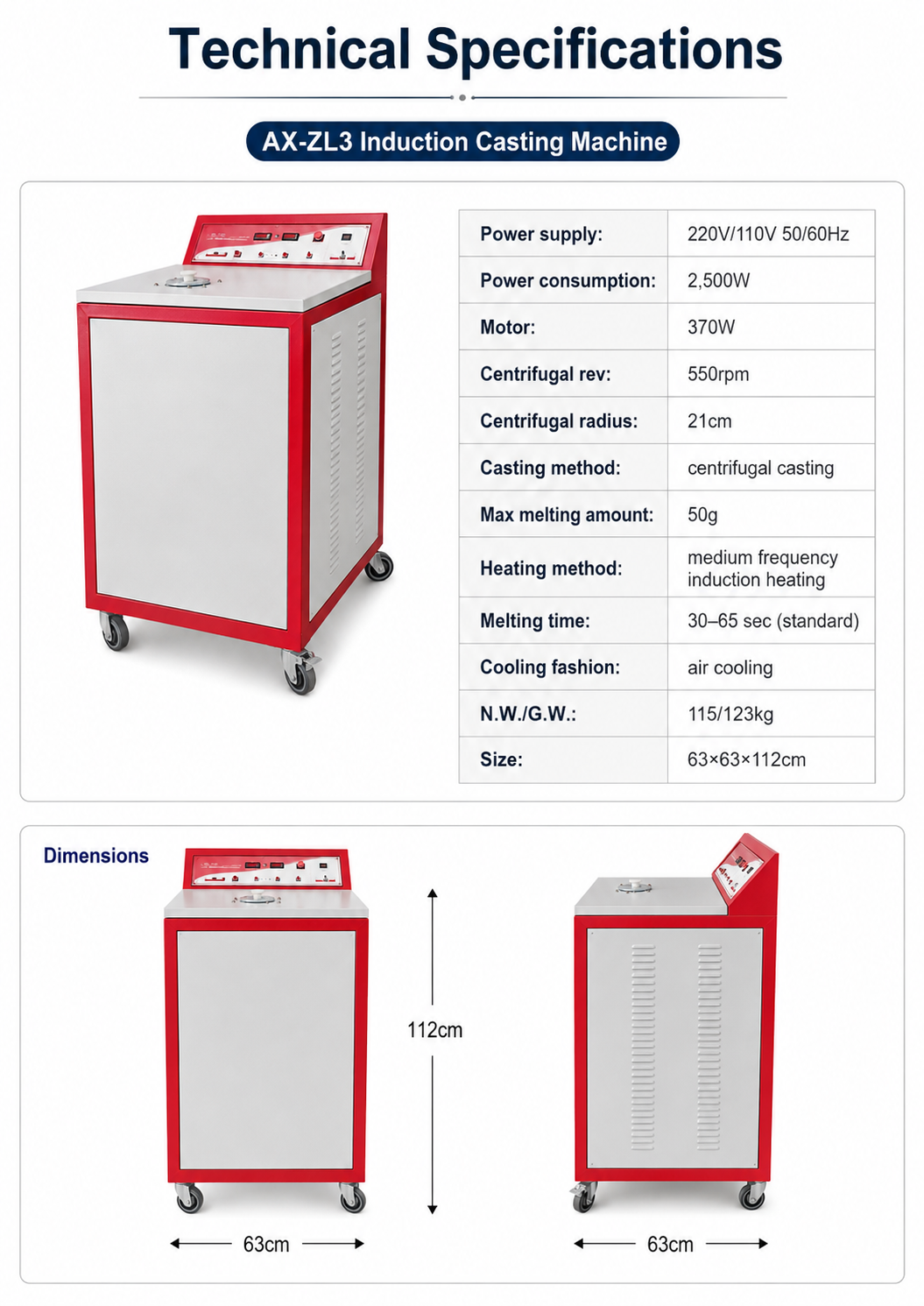 AX-ZL3 Induction Casting Machine detail 3
