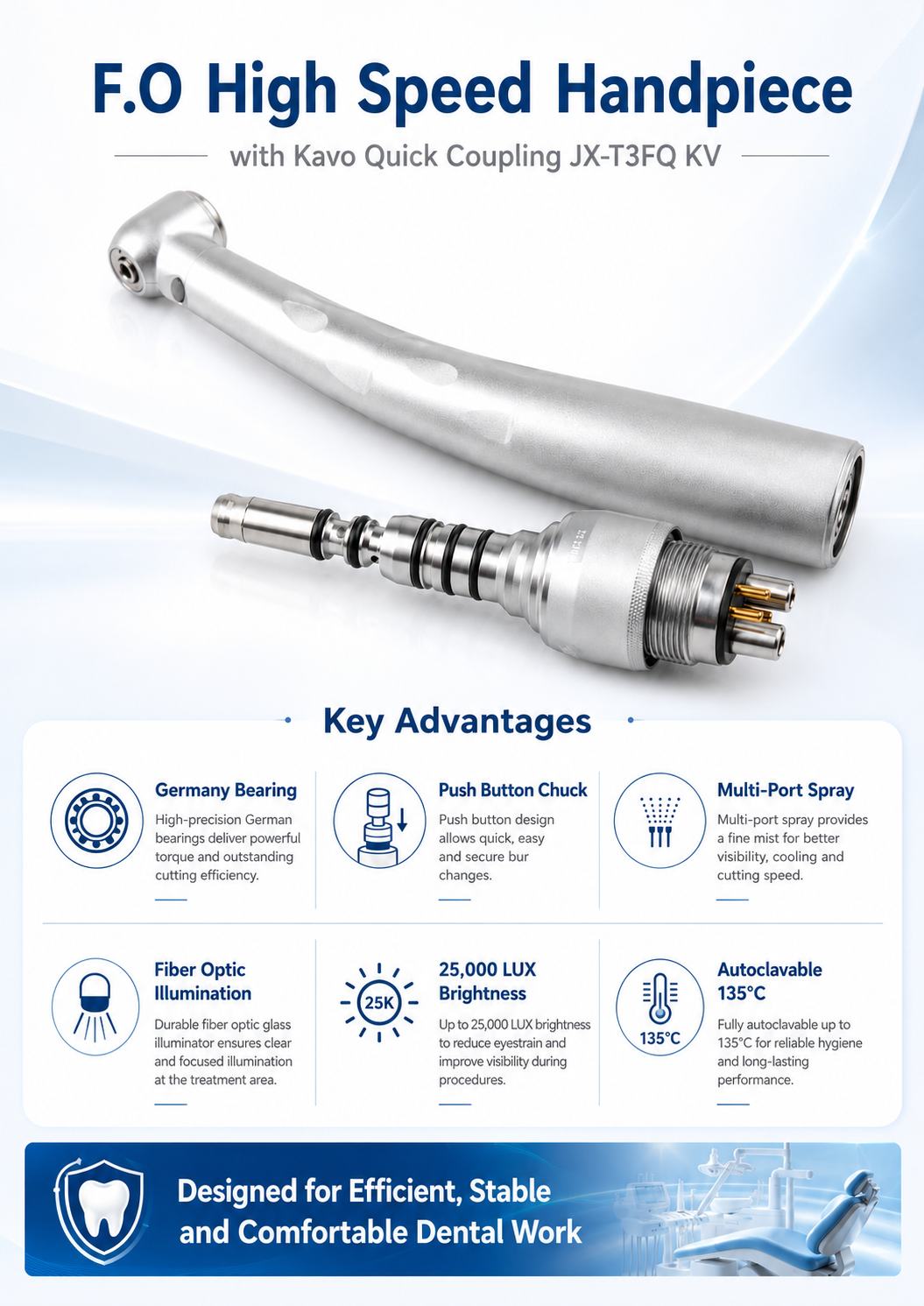 F.O High Speed Handpiece with Kavo Quick Coupling JX-T3FQ KV detail 1