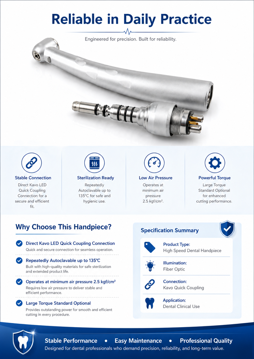 F.O High Speed Handpiece with Kavo Quick Coupling JX-T3FQ KV detail 3