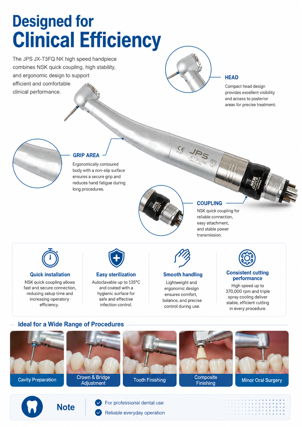 F.O High Speed Handpiece with NSK Quick Coupling JX-T3FQ NK detail 4