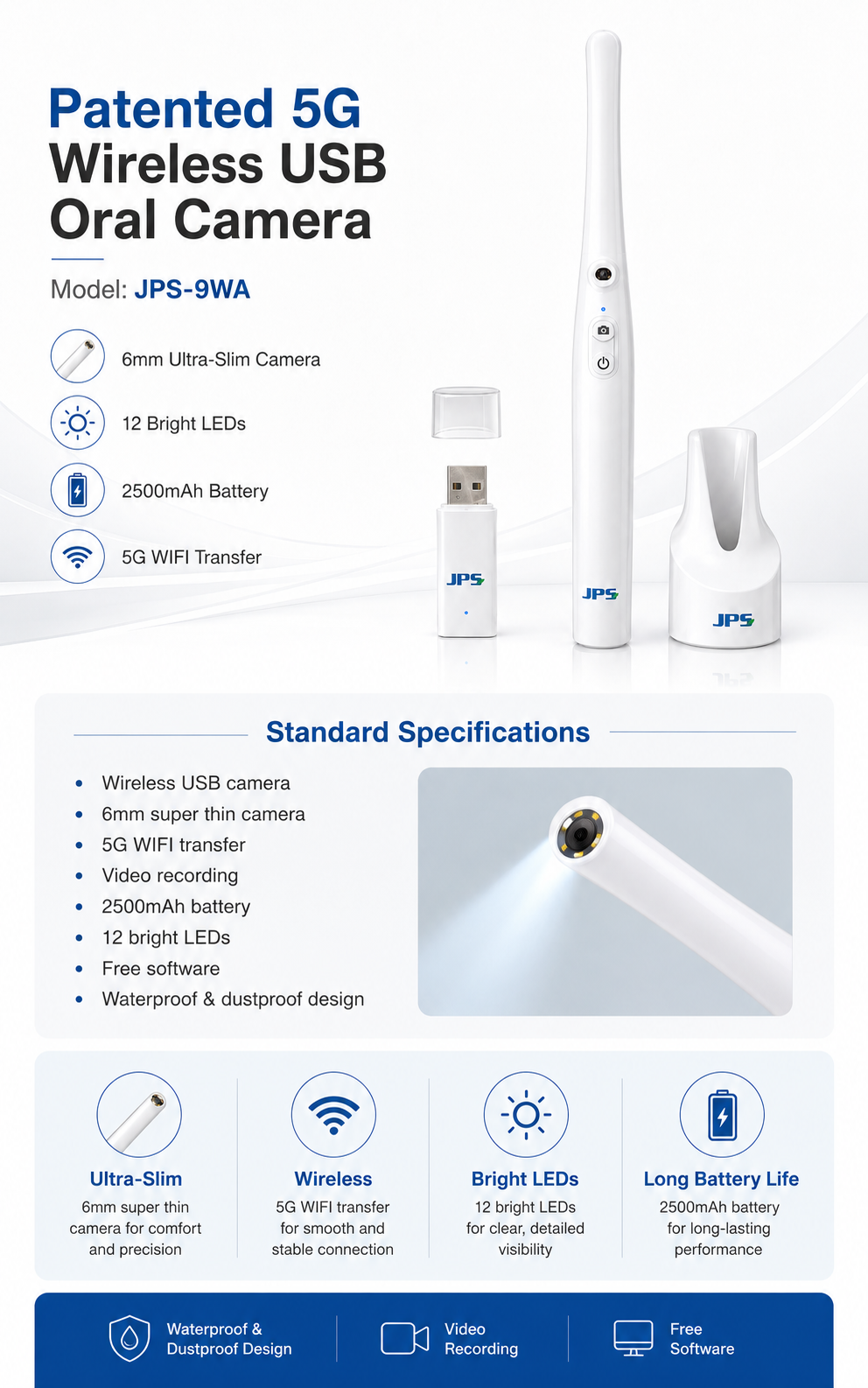 Patented 5G Wireless USB Oral Camera JPS-9WA detail 1