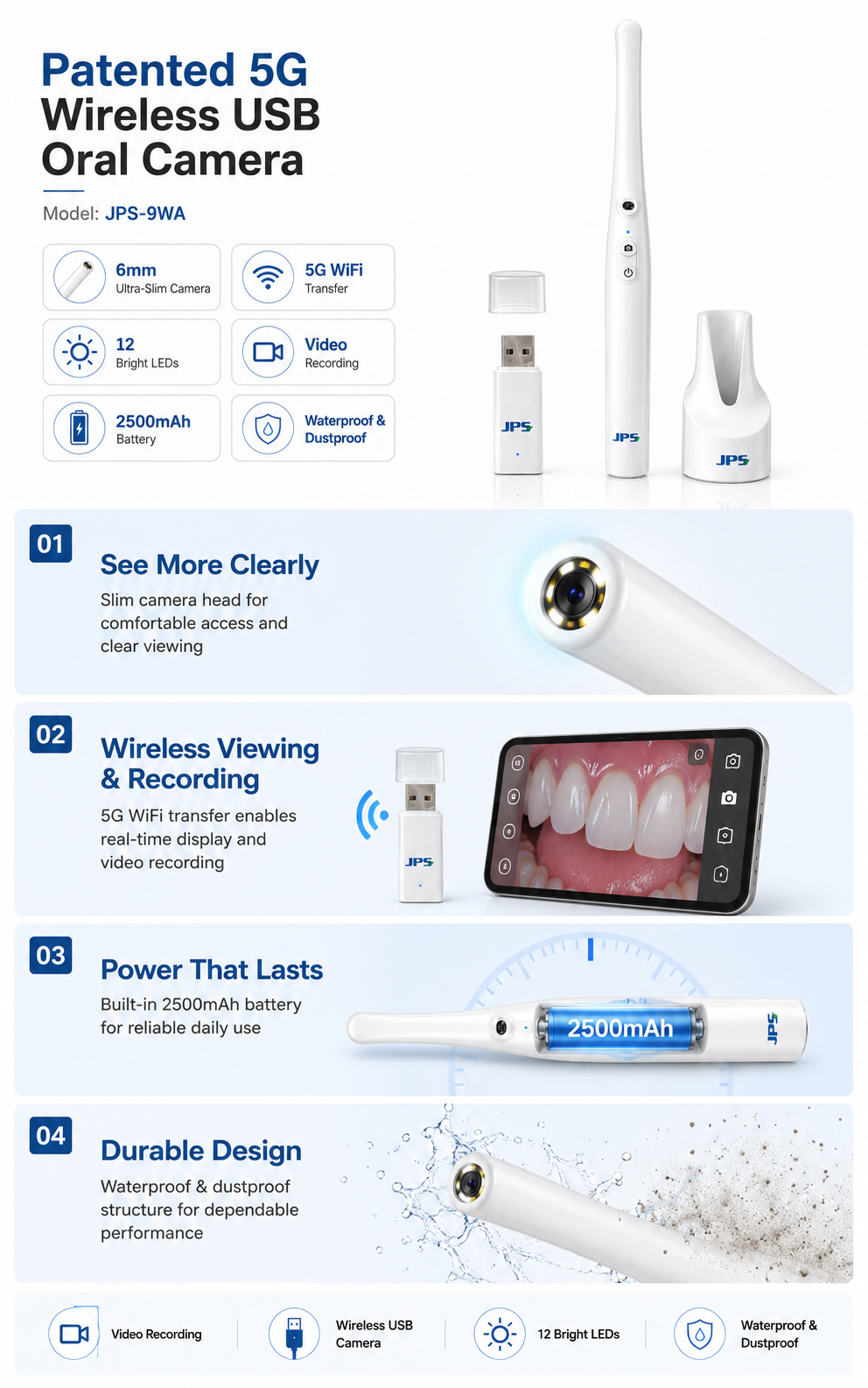 Patented 5G Wireless USB Oral Camera JPS-9WA detail 2