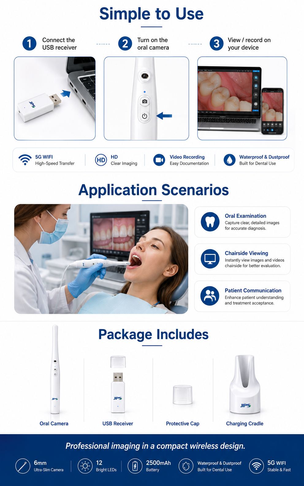 Patented 5G Wireless USB Oral Camera JPS-9WA detail 3