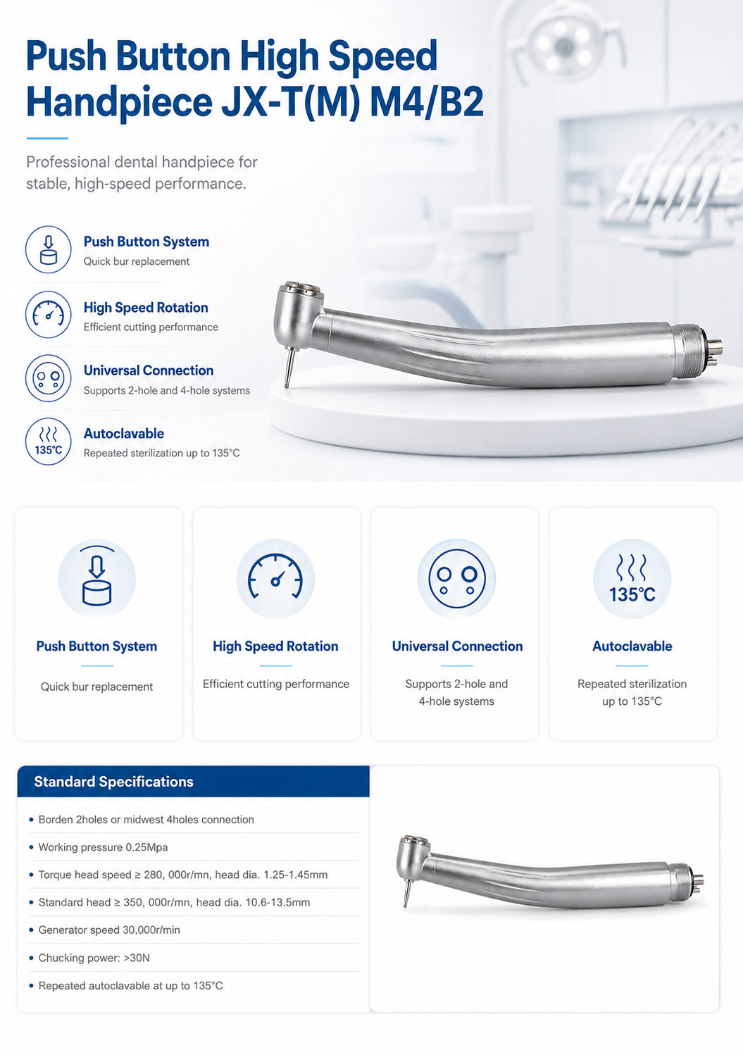 Push Button High Speed Handpiece JX-T(M) M4-B2 detail 1