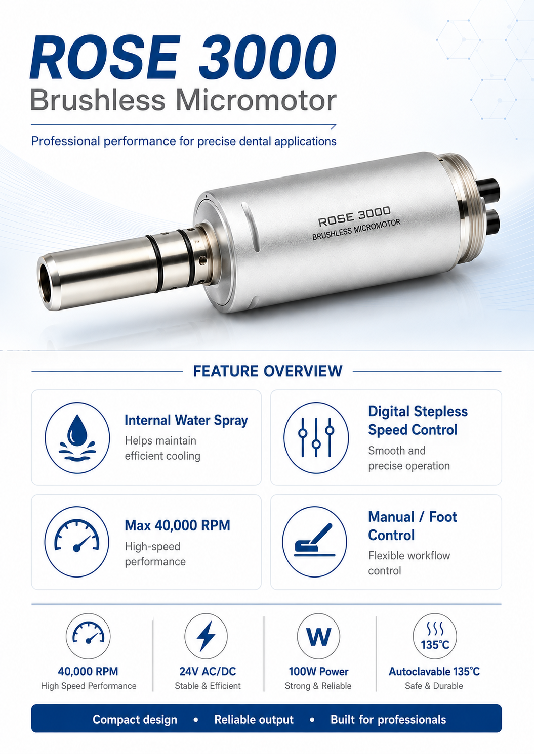 ROSE 3000 Brushless Micromotor detail 1