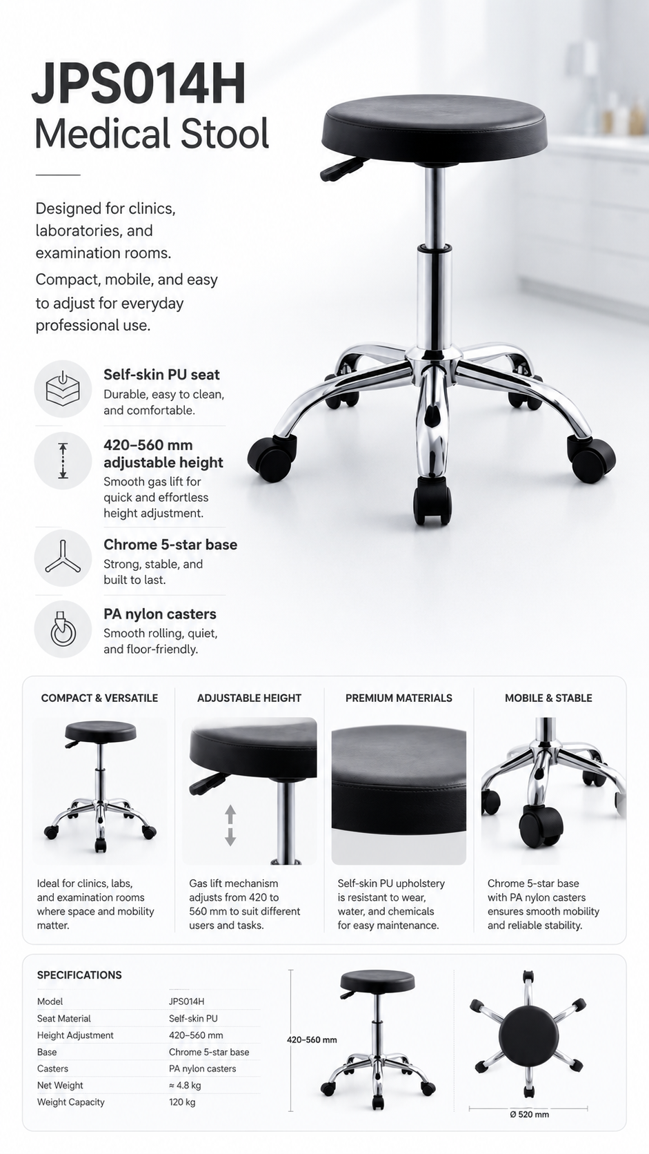 JPS014H Medical Stool detail 1