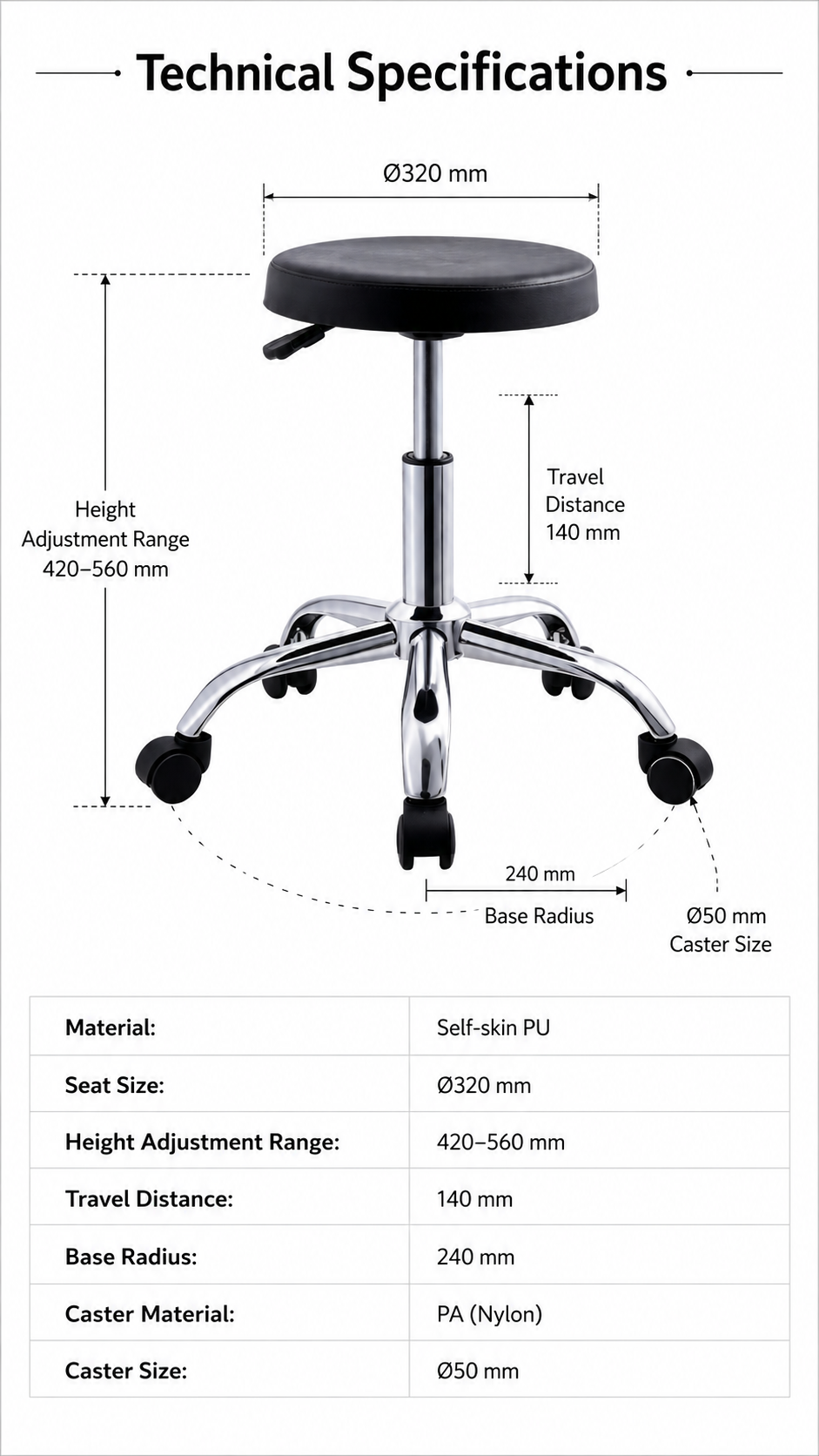 JPS014H Medical Stool detail 2